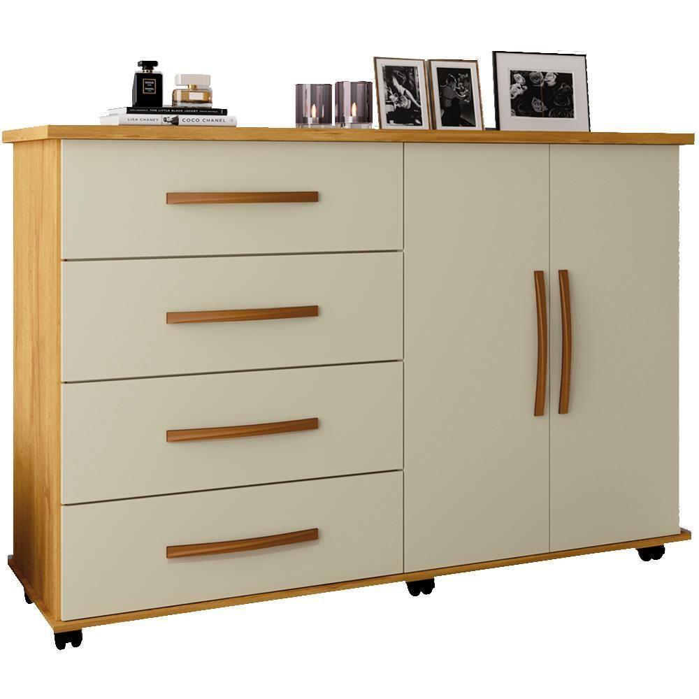 Miniatura Comoda Sapateira Com Rodizios 4 Gav 2 Pt Bl52 Mel Perola Mpri Mel Perola