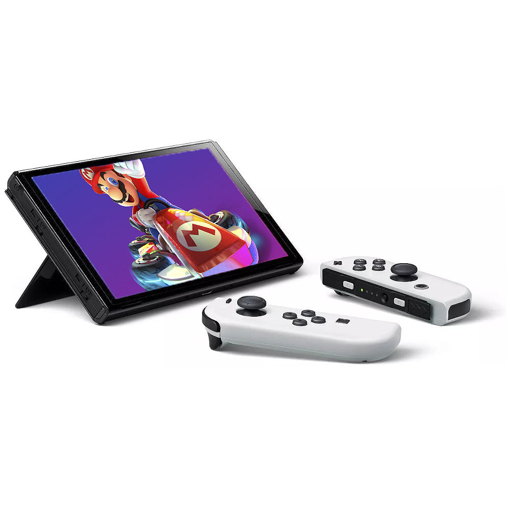 Miniatura Console Nintendo Switch Oled 64GB + Mario Kart Deluxe 8 Branco 058112204083 - Branco - 12 Meses - Corrida - Arcade - Switch Oled - OLED - 0!x!Switch Oled 64GB 1X Joy-C. - Console Nintendo Switch Oled . - 100/240 (Bivolt)