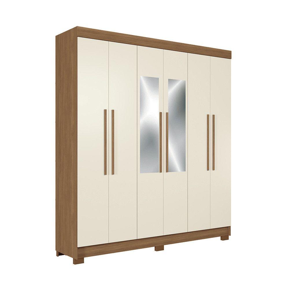 Miniatura Guarda Roupa Casal 194,4cm 6 Portas 2 Gavetas Com Espelho Horácio Estilo Mm Jatoba Areia