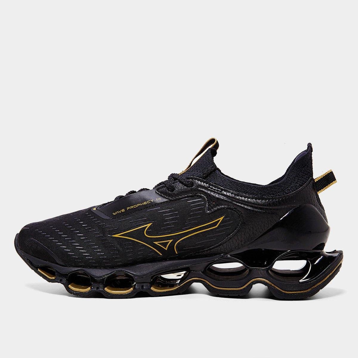 Miniatura Tênis Mizuno Wave Prophecy 14 Preto+Dourado - 38