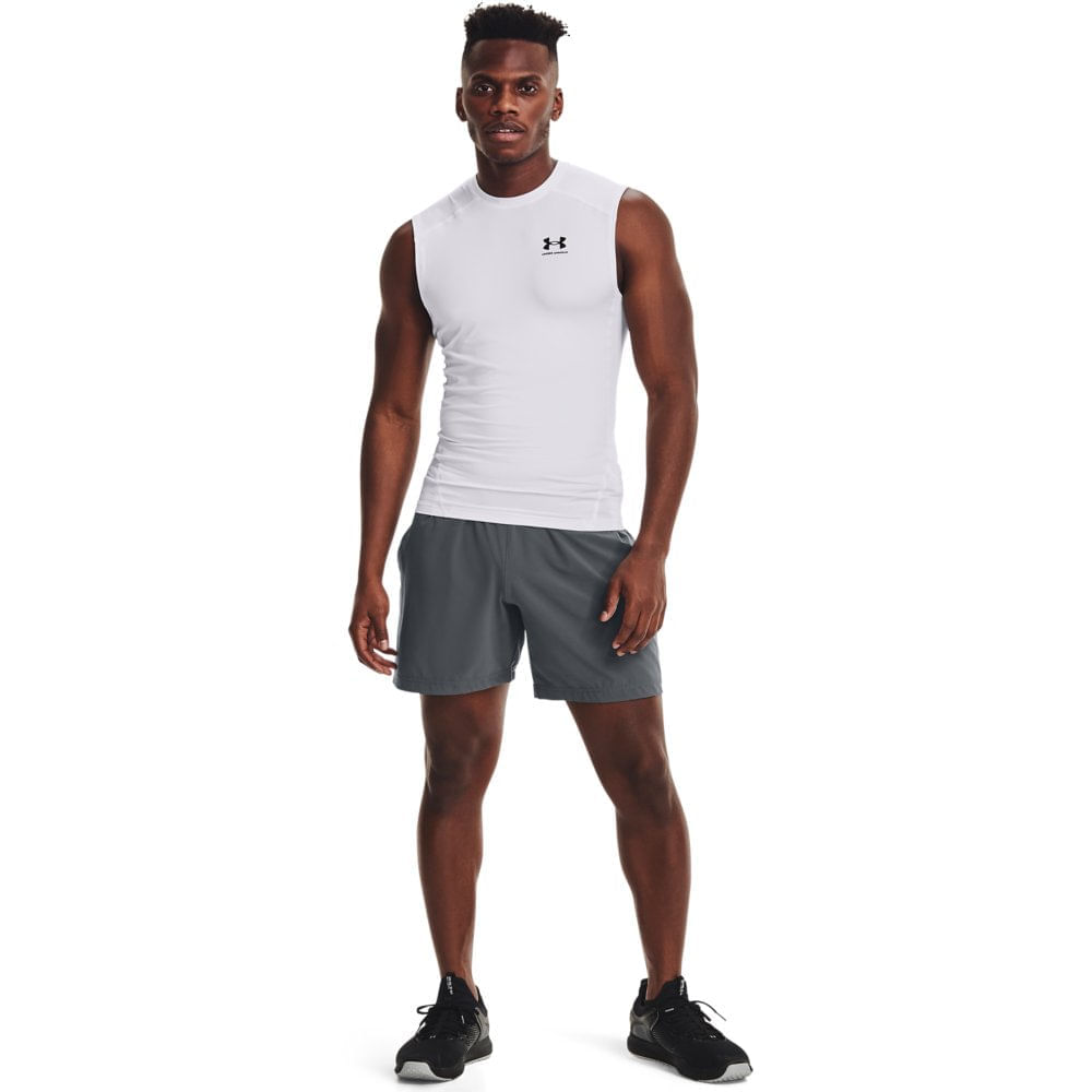 Miniatura Regata de Compressão Masculina Under Armour HeatGear Branco - G