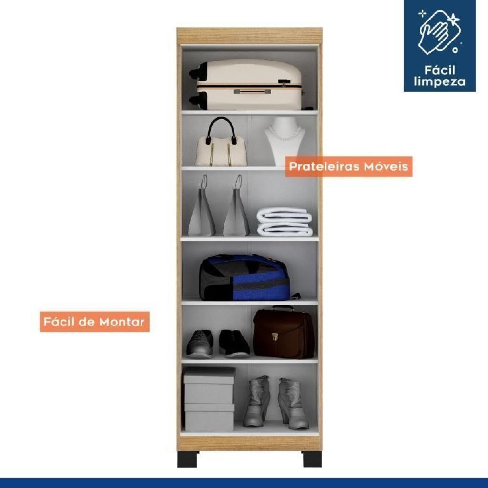 Conjunto Mesa para Computador 2 Gavetas Byte e Armário Multiuso 2 Portas com Chave Asteca Cinamomo/Off White