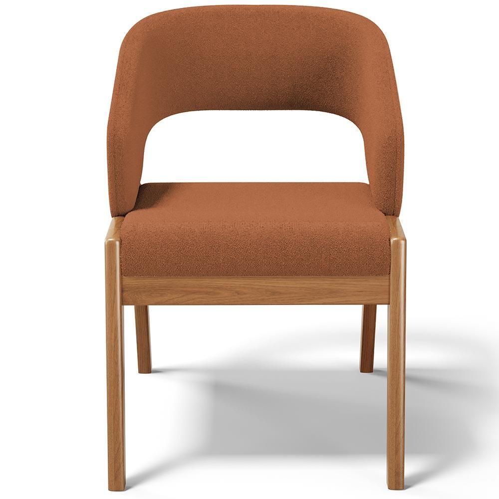 Kit 03 Cadeiras De Jantar E Estar Living Estofada Lince L02 Bouclê Terracota - Lyam Decor