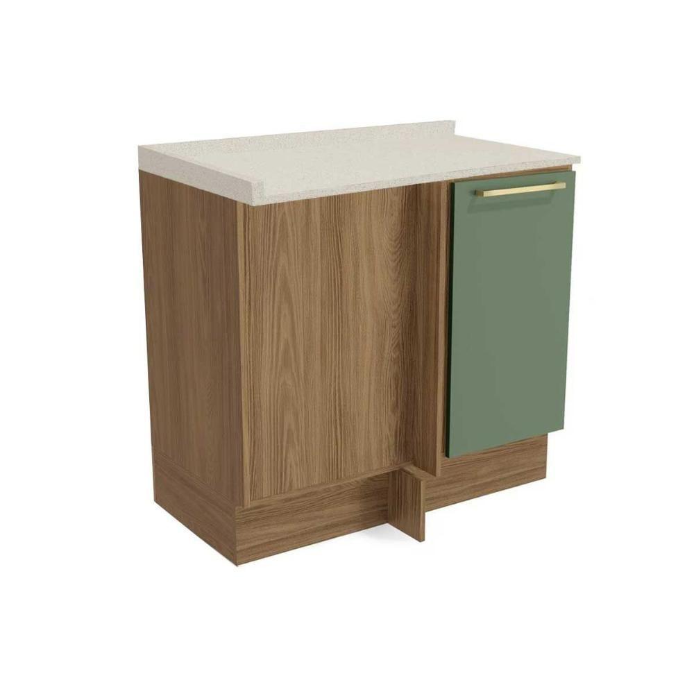 Miniatura Gabinete De Cozinha Modulado Balcão M625 Canto Reto 1 Porta C-tampo 98cm Nogueira-oliva-orion