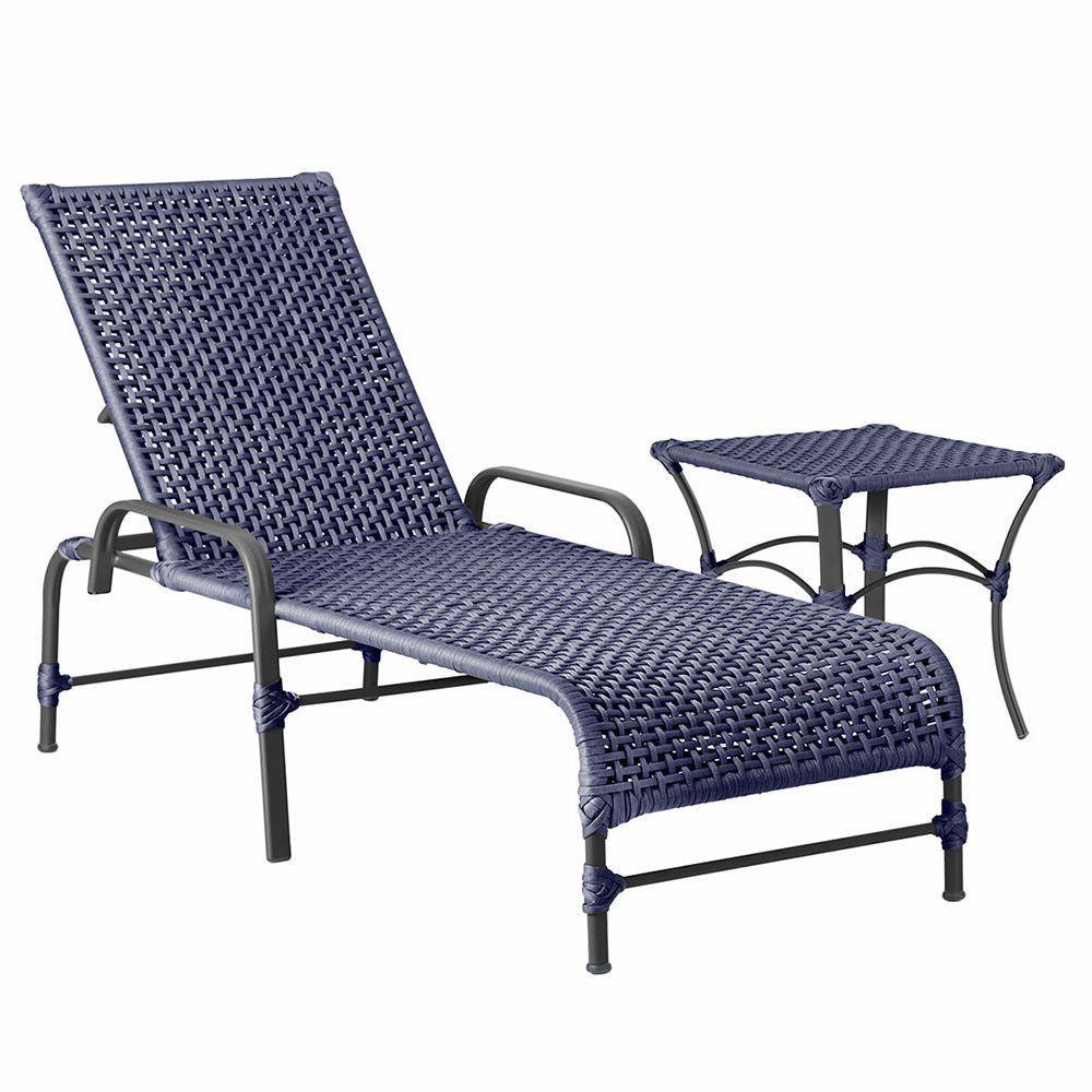 Miniatura Espreguiçadeira Alumínio Catar Mesa Corda Náutica Piscina Azul