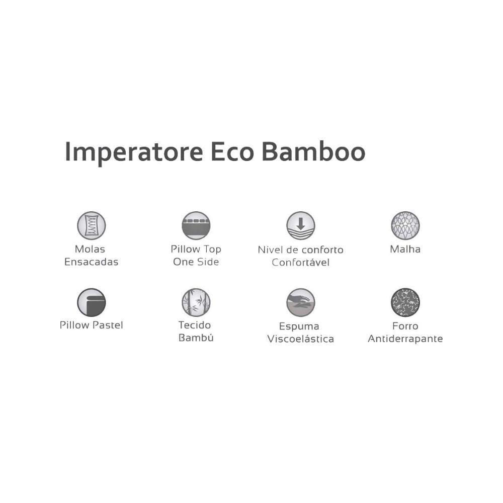 Cama Box Queen: Colchão Molas Ensacadas Herval Imperatore Eco Bamboo + Base Velvet Gray(158X198)