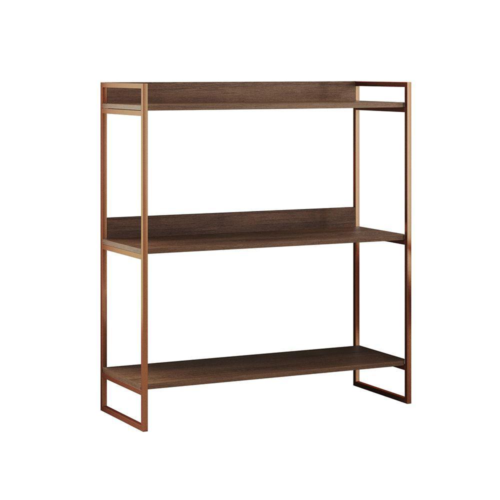 Miniatura Nicho 3 Prateleiras 95cm Industrial Córdoba Cobre E Carvalho - Cor: Marrom