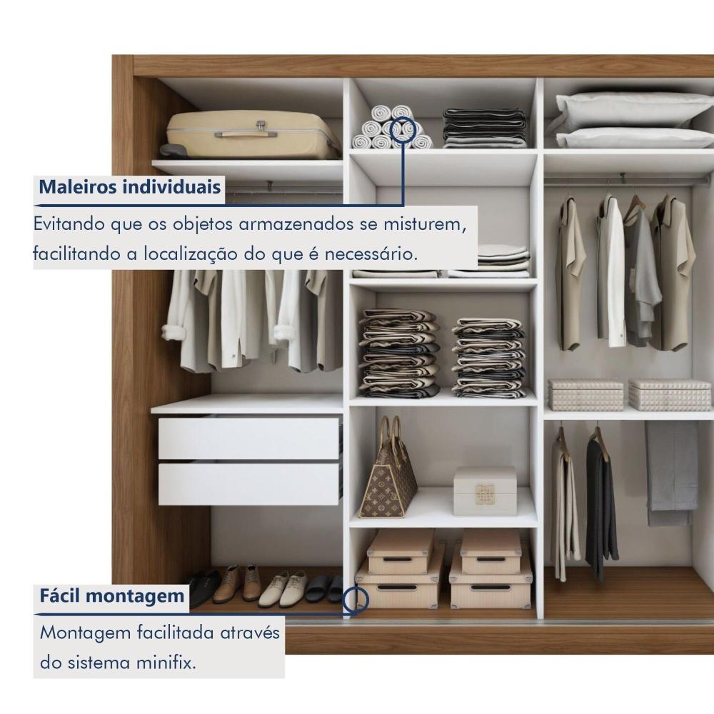 Guarda Roupa Casal Liv Yescasa Carvalho/Branco