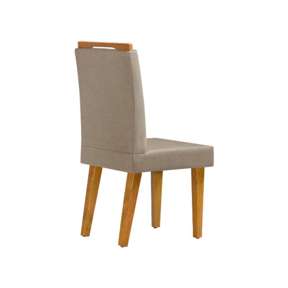 Miniatura Kit 4 Cadeiras De Jantar Estofadas Pés Em Madeira Maciça Diana 45cm X 100cm Suede Bege - Cor: Bege