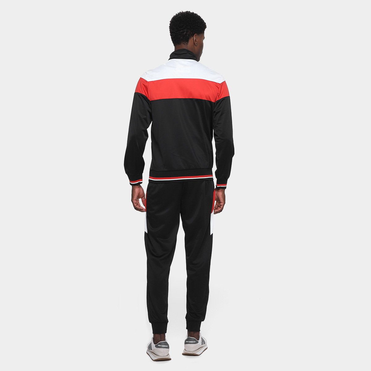 Agasalho São Paulo Trilobal Tricolor SPR Masculino Preto+Vermelho - EGG