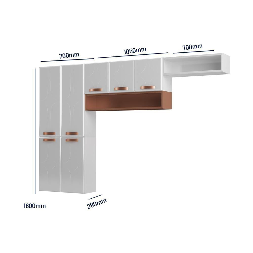 Cozinha De Aço Compacta Com Nicho Aéreo 3 Peças Branco rosé