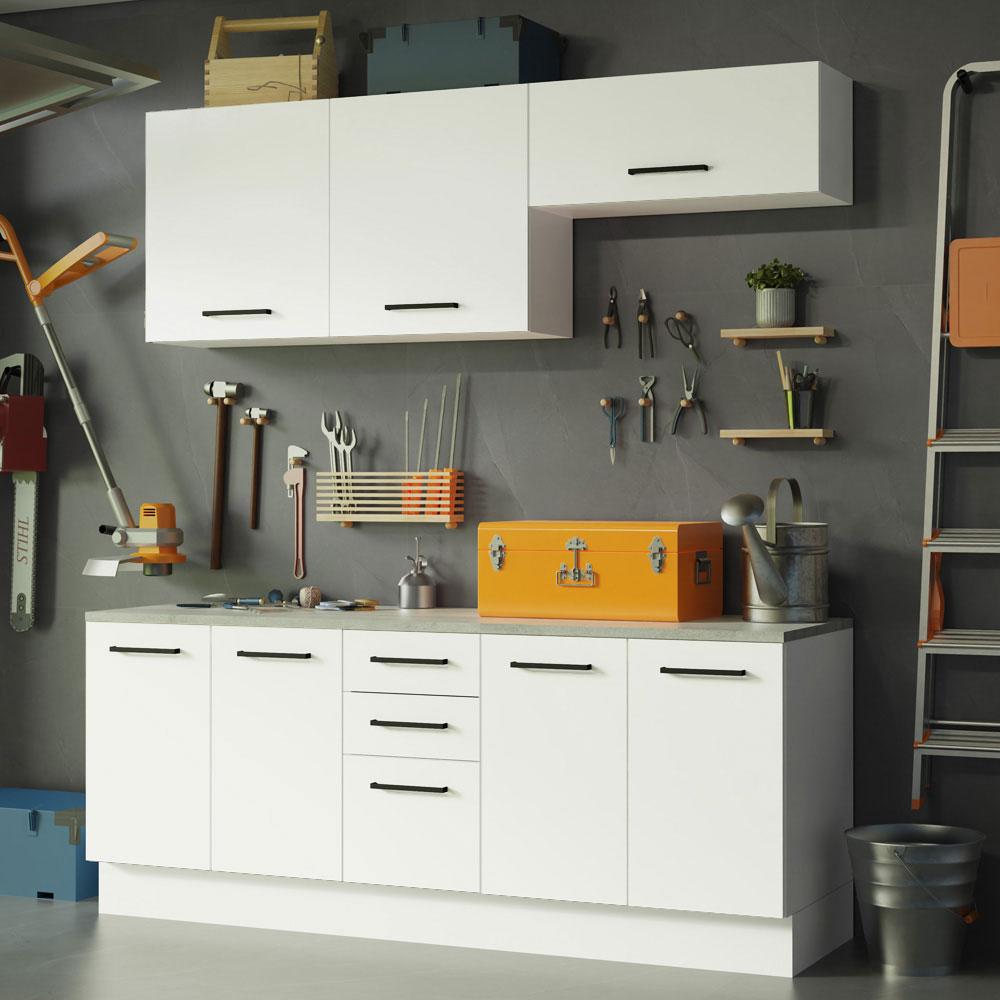 Miniatura Kit com 2 Balcões e 2 Armários Aéreos Multiuso 200cm Agata Madesa Branco