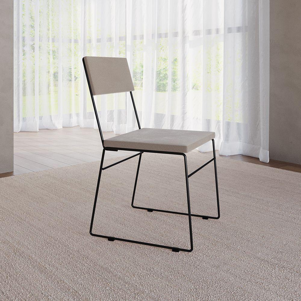 Miniatura Cadeira De Jantar Estofada Málaga Veludo Bege Bege