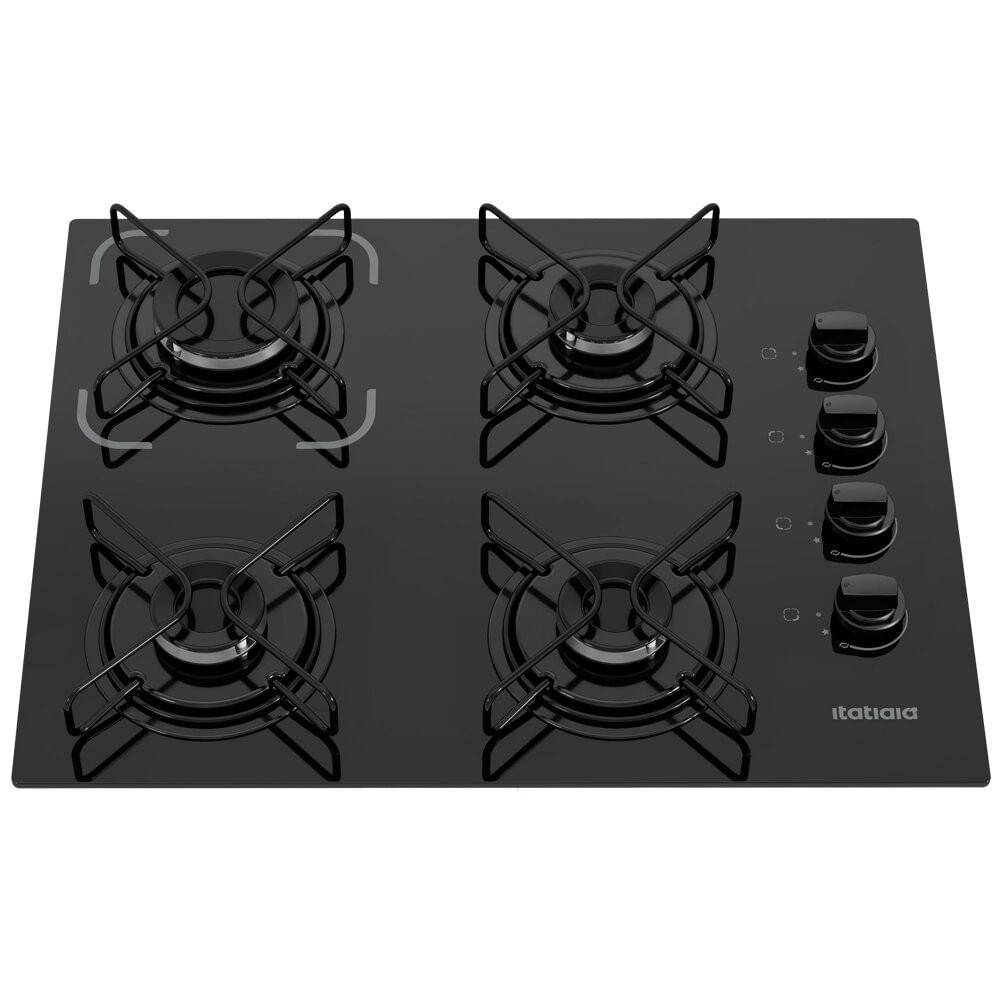 Miniatura Cooktop a Gás 4 Bocas Essencial Mesa de Vidro Temperado Itatiaia Preto - Bivolt