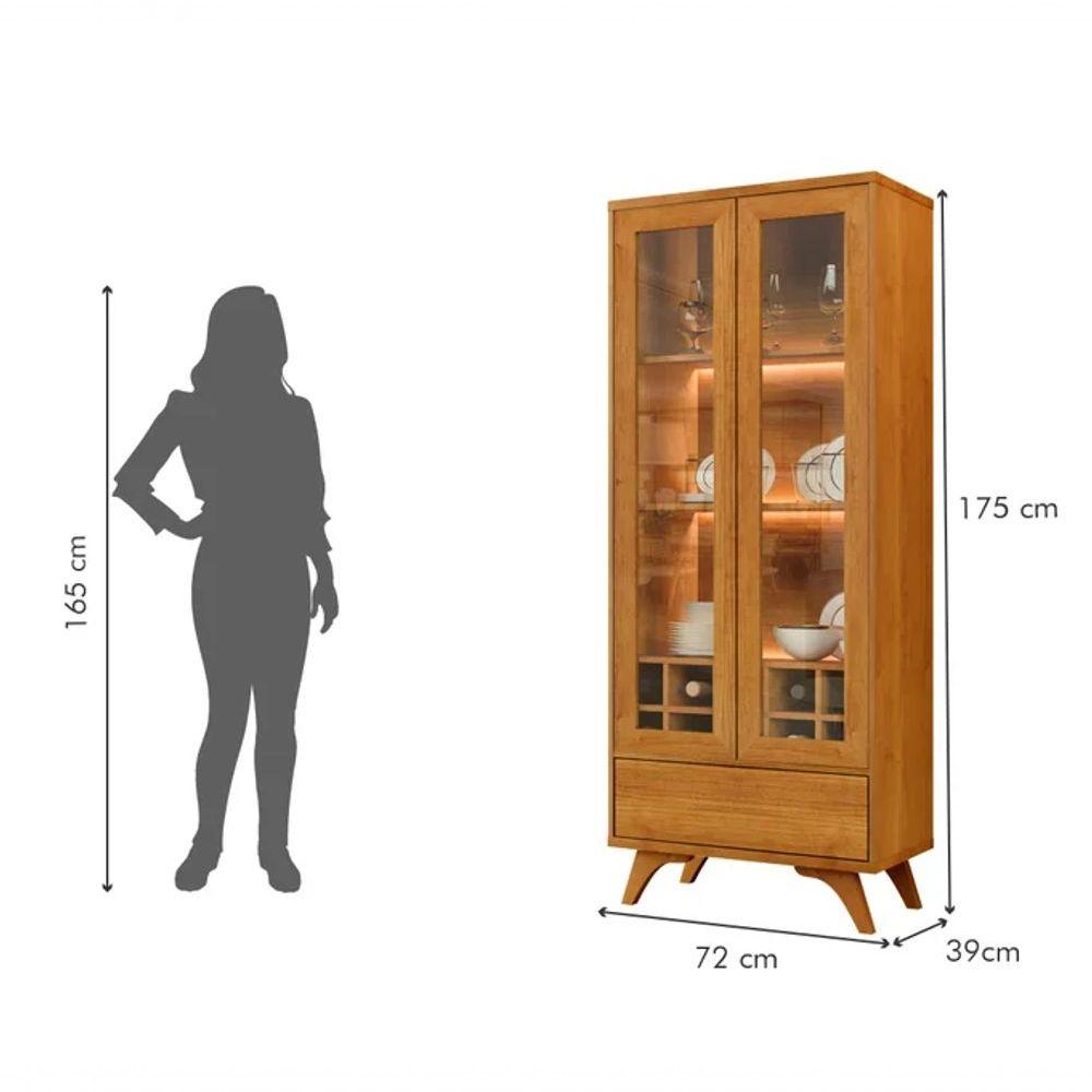 Miniatura Cristaleira Adega Reflecta 2 Portas De Vidro Com Led Naturalle - Mavaular