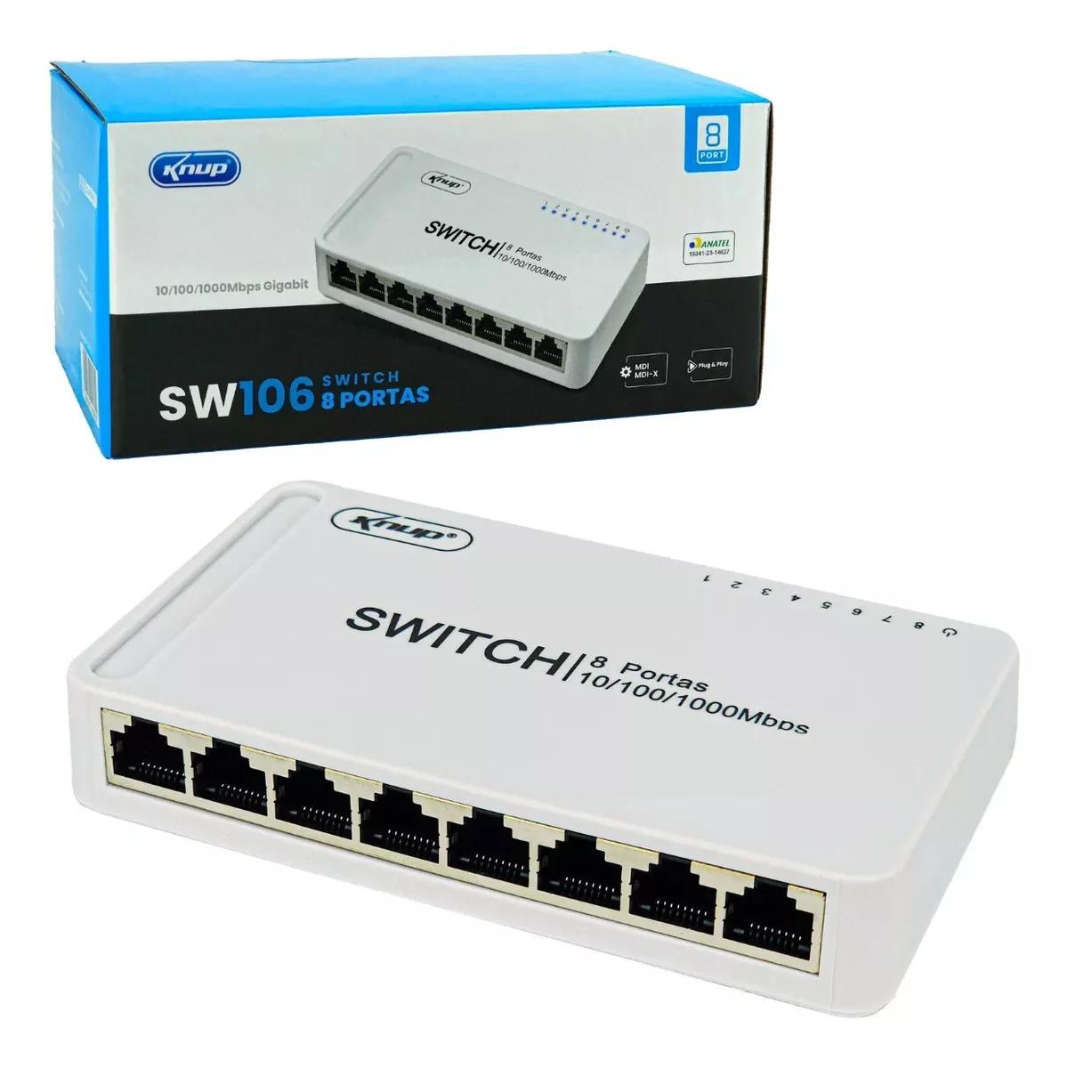 Miniatura Hub Switch P Redes Computadores 8 Portas 10/100/1000Kp-Sw106