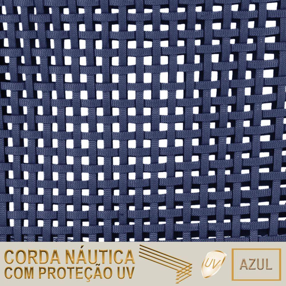 Miniatura 4 Cadeiras Corda Náutica E Mesa Tampo 1,00m Ripado Alumínio Azul