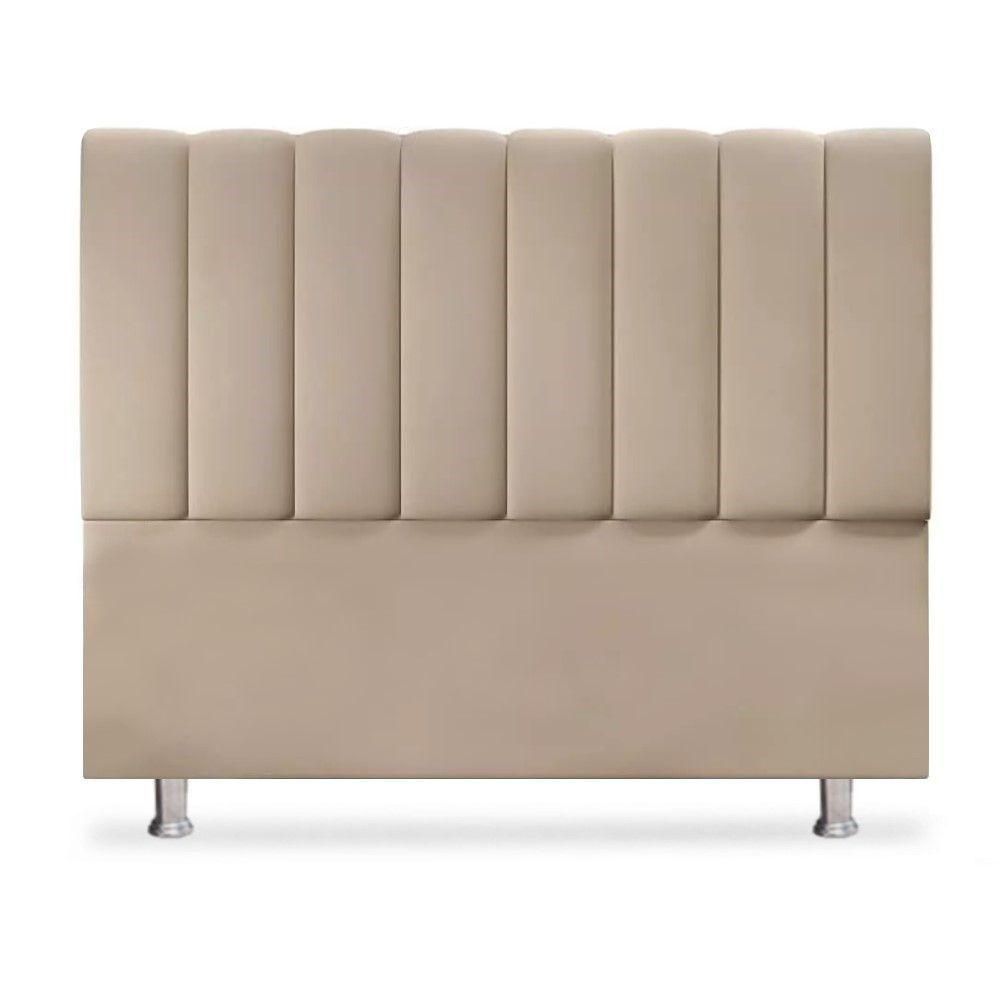 Miniatura Cabeceira Estofada Cama Box Queen Carla 160cm Veludo C Frame Cor:bege