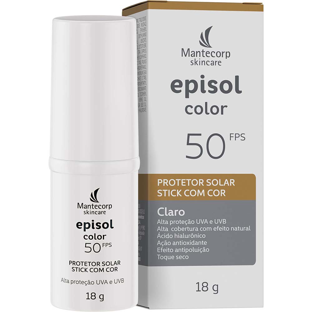 Miniatura Episol Color Stick Mantecorp Skincare - Protetor Solar com Cor FPS50 Claro