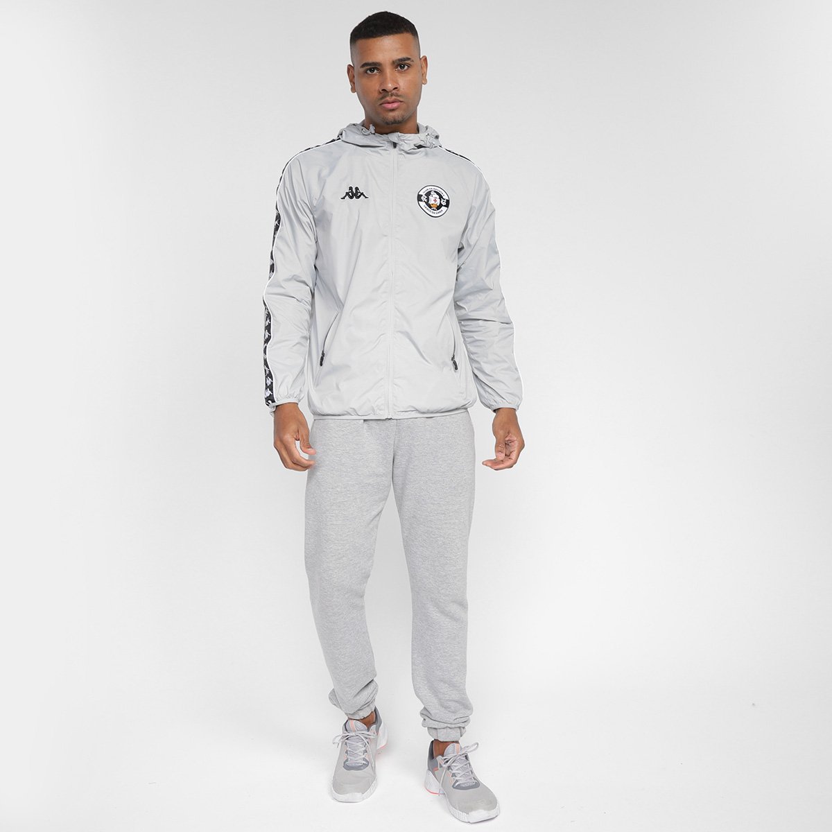 Miniatura Jaqueta Corta-Vento Vasco da Gama Kappa Masculina Cinza - EGG