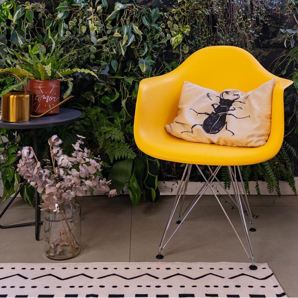 Miniatura Cadeira Eames Com Braço Amarela Eiffel Cromada