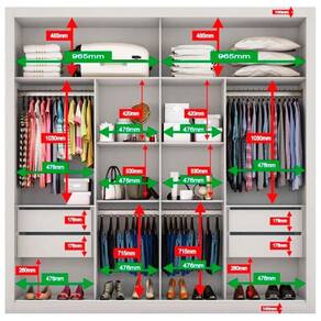 Miniatura Guarda-Roupa Casal Móveis Europa Londres Flex com Espelho, 2 Portas de Correr e 4 Gavetas - 205cm de largura Branco/Caramelo