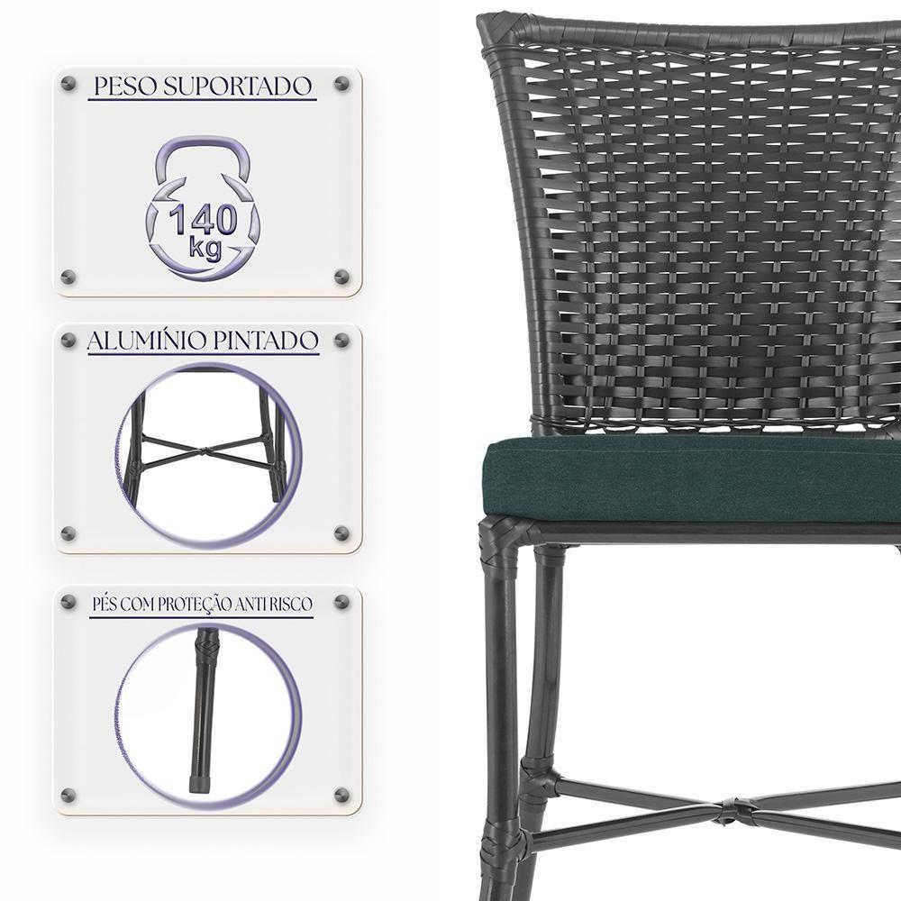 Miniatura Jogo De Cadeiras Para Cozinha - Kit Com 5 Cadeiras Em Aluminio E Fibra Sintetica Preta A09