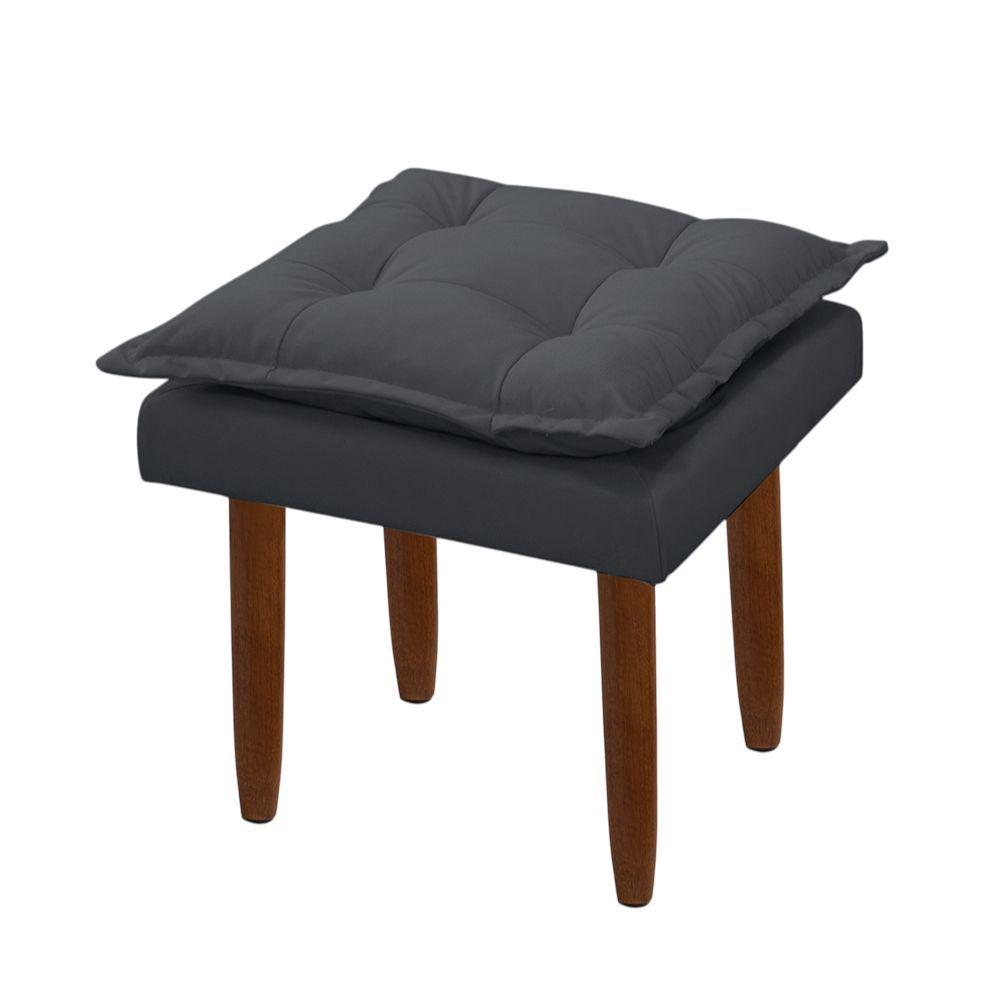Miniatura Puff Maria Para Sala De Tv E Estar Quarto Confortável Suede Cinza Mabe Magazine