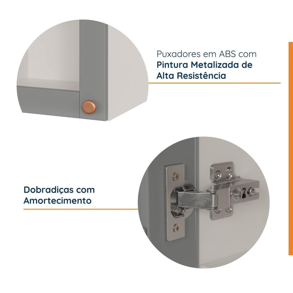 Miniatura Armário Aéreo 1 Portas 40cm com Porta de Vidro Arizona Cabecasa Madeiramadeira Branco/Cinza
