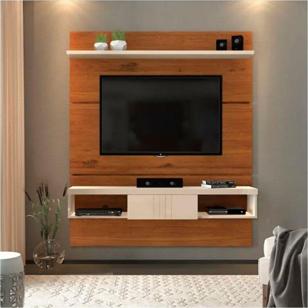 Miniatura Painel Home Suspenso Voxy Para Tv Até 50 Polegadas Dj Móveis Cedro Tx Com Off White