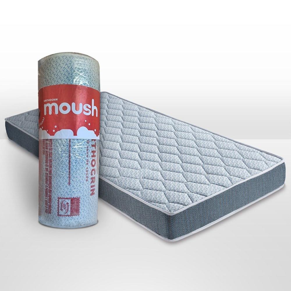 Miniatura Colchão Solteiro Espuma à Vácuo Moush D45 Orthocrin 88x188x18cm Branco/Cinza