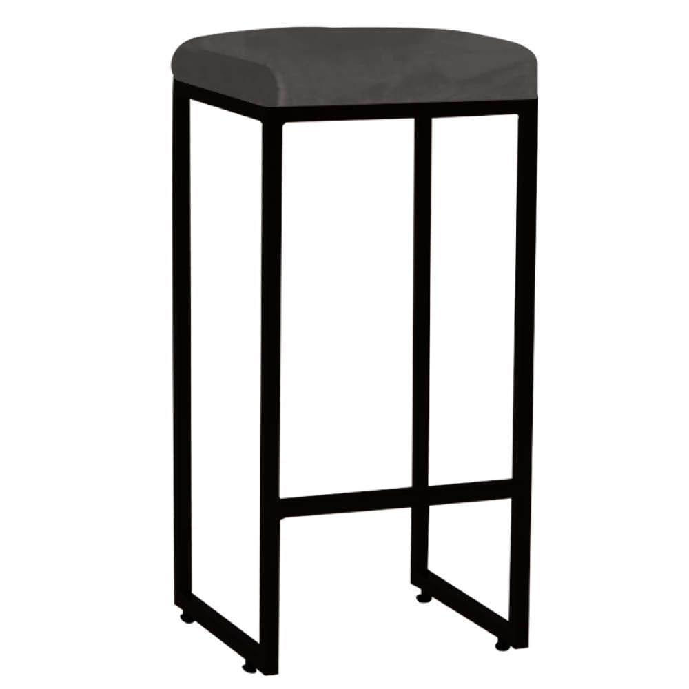 Miniatura Banqueta Alta Lara Para Cozinha Bar Bistrô Churrasqueira Ferro Bronze Suede Cinza - Amey Decor