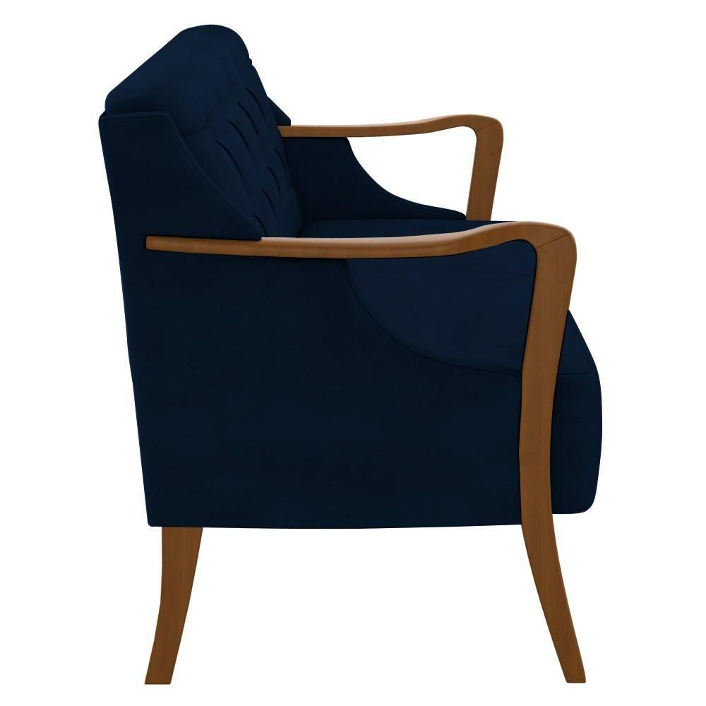 Miniatura Poltrona Namoradeira 2 Lugares 135cm Capitonê Lapa M22 Veludo Azul Marinho - Mpozenato