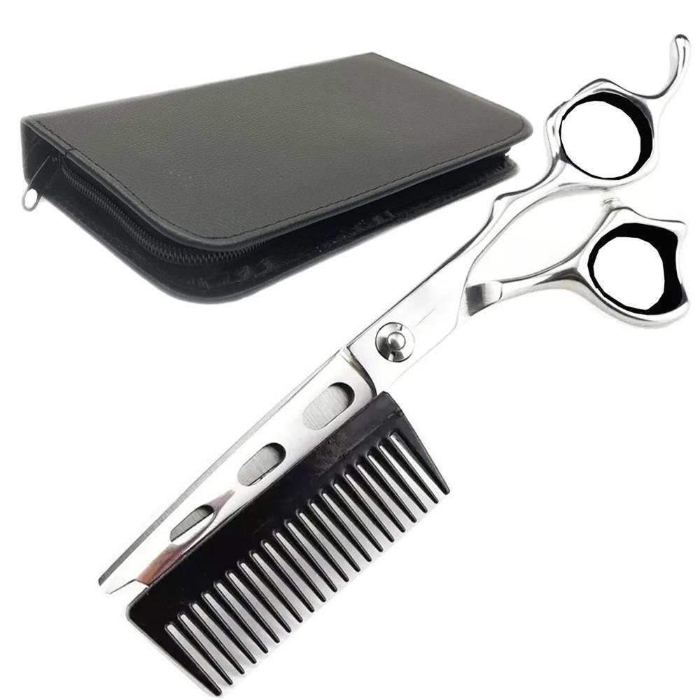 Miniatura Tesoura Profissional 2 Em 1 Pente Barbeiro 6.0 Fio Navalha