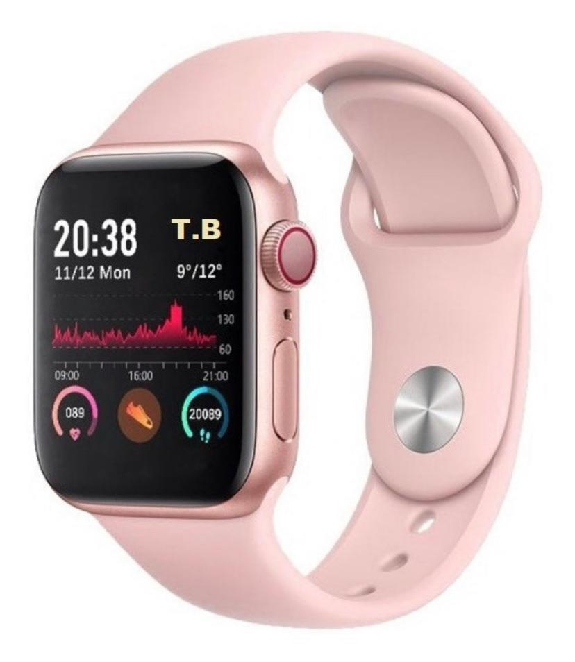Miniatura Relógio Smartwatch Iwo 12 Série 5 + Pulseira Milanese Rose