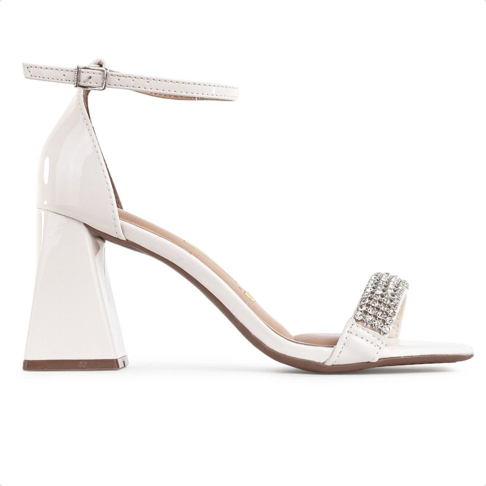 Miniatura Sandália Vizzano Salto Alto Bloco Strass Feminino Branco / Branco - 34
