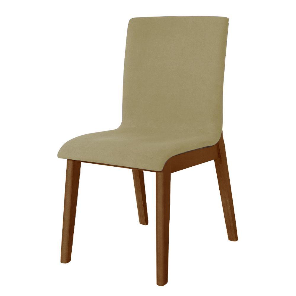 Miniatura Kit 4 Cadeiras De Jantar Diamante Estofadas Em Veludo Bege Base Madeira Maciça Imbuia Bege