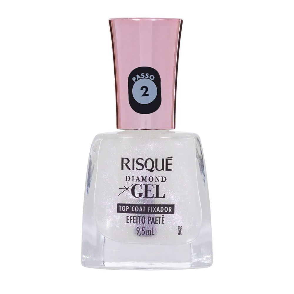Miniatura Esmalte Risqué Diamond Gel Top Coat Fixador Efeito Paetê 9,5ml