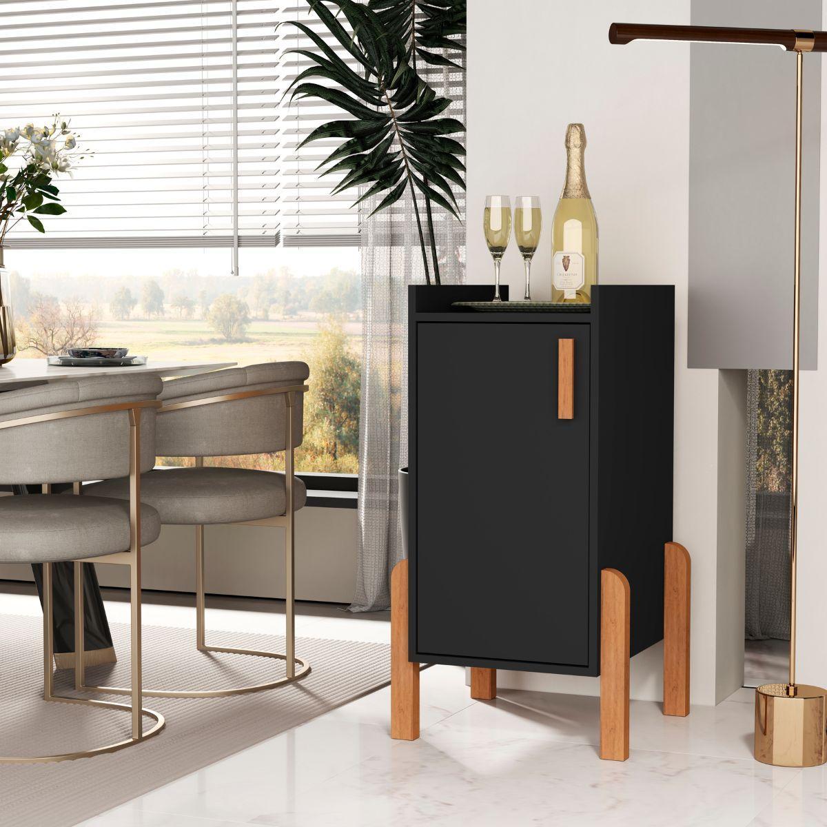 Miniatura Armário Balcão Barzinho Pé Madeira Preto