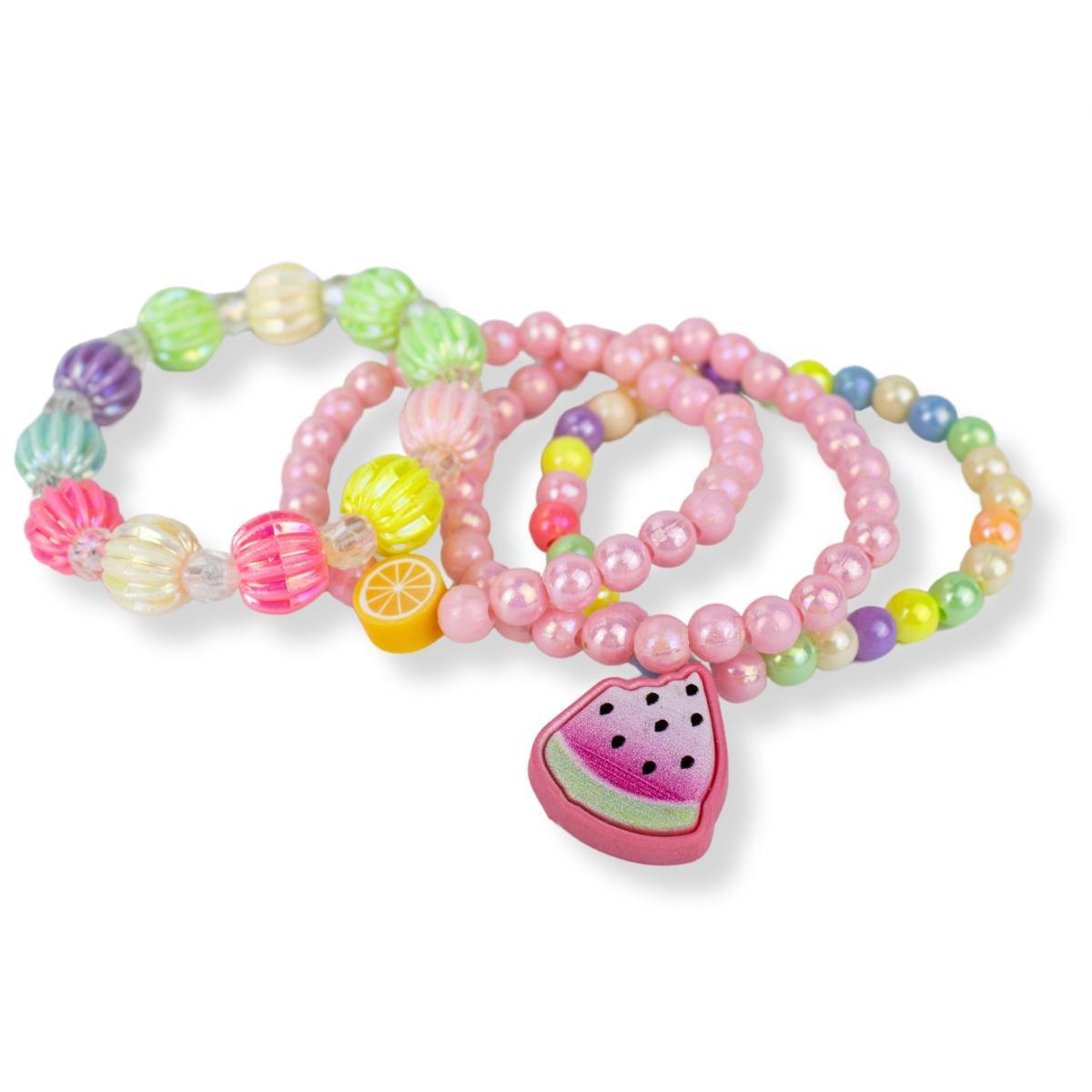 Miniatura Kit 4 Pulseiras Infantil Pingente Miçanga Colorida Menina
