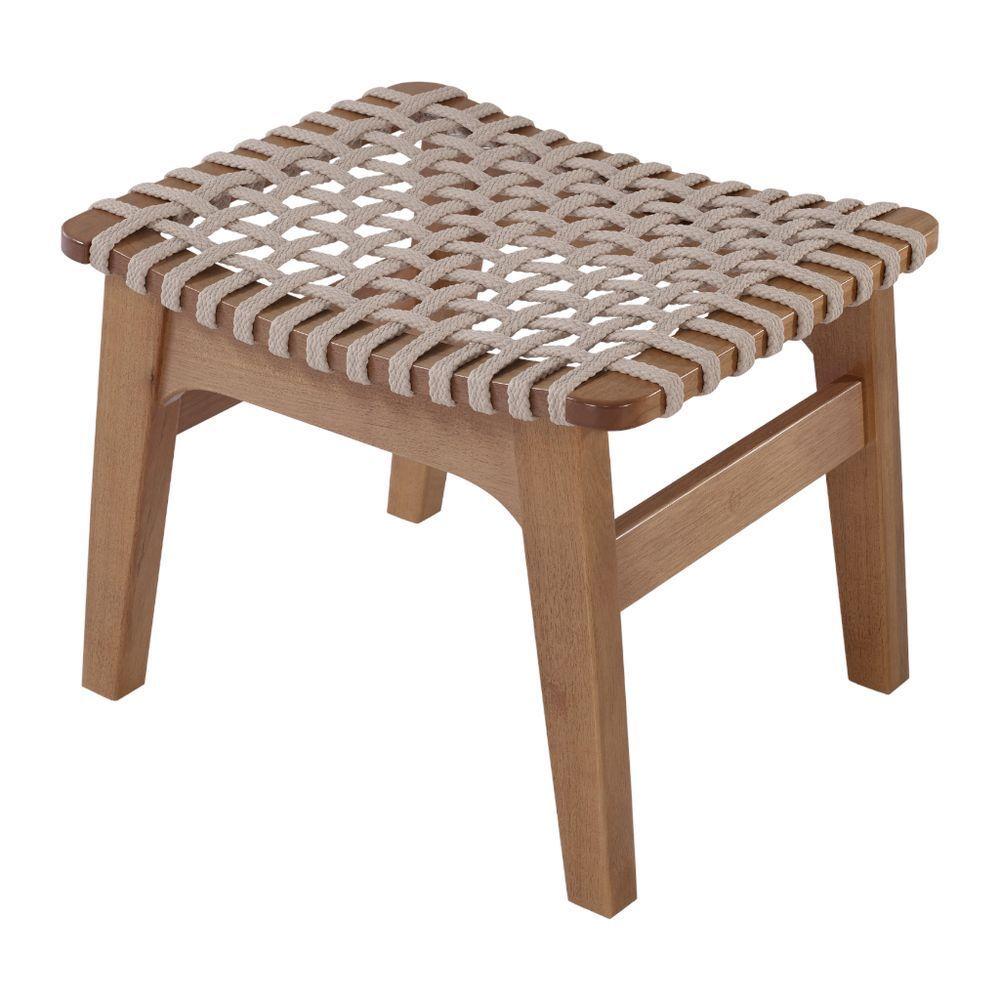 Miniatura Banco Luanda 1 Lugar Em Madeira Maciça Amêndoa Com Cordas Areia