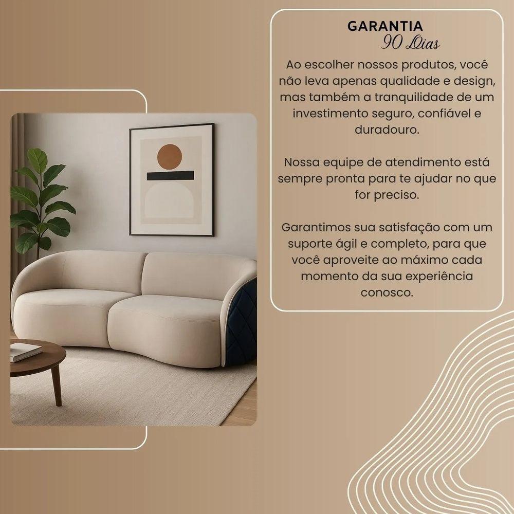 Sofá Organico Modulado Bipartido Curvo 318cm 3 Lugares Viena Linha Premium Veludo E Courino