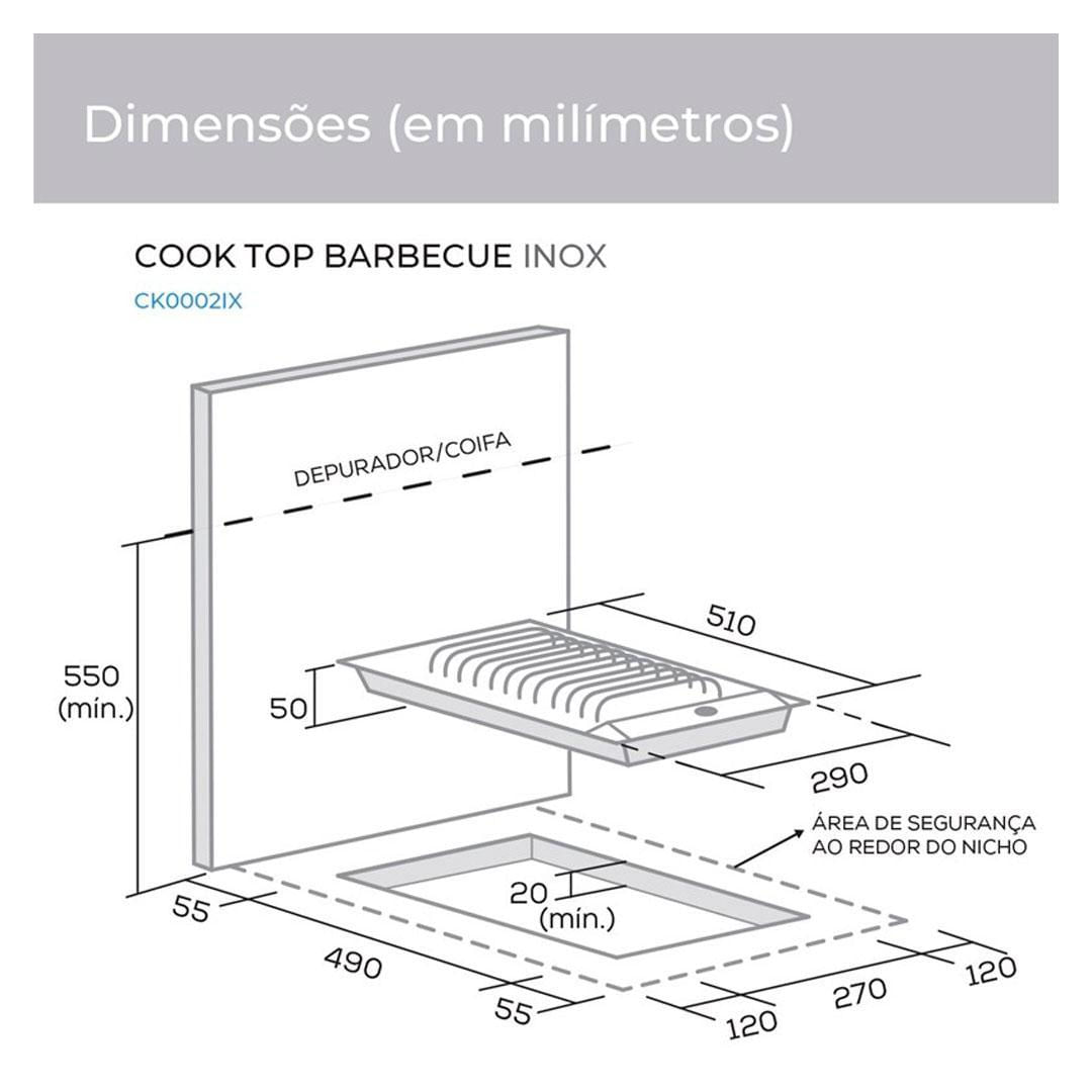 Cooktop Eletrico Inox Barbecue Churrasqueira Com Grelha 220V