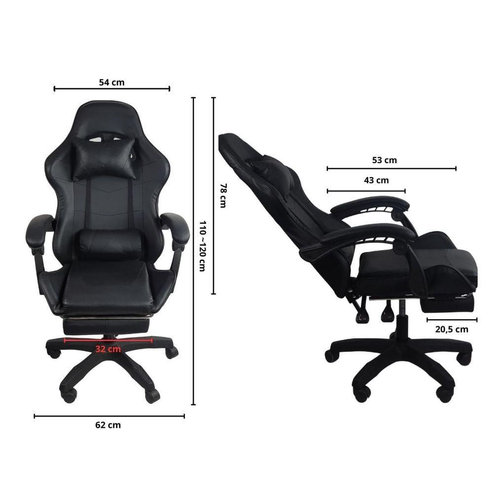 Miniatura Cadeira Gamer Stillus Ergonômica Com Apoio Para Os Pés Preto
