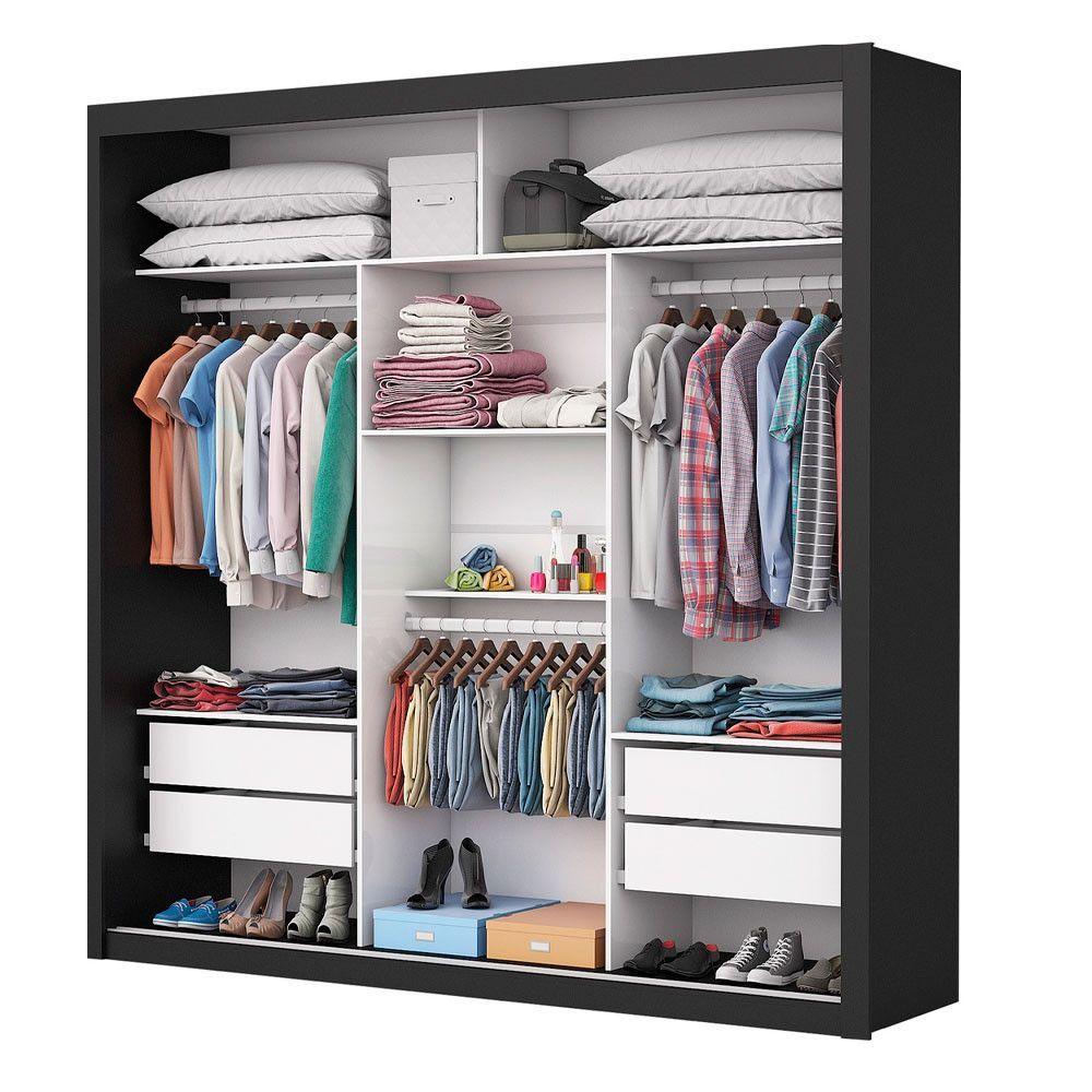 Miniatura Guarda Roupa Clara Plus Casal 3 Portas Carioca Móveis Preto