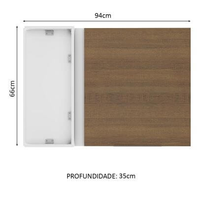 Miniatura Armário Aéreo de Canto Madesa Stella 1 Porta Branco/Rustic Cor:Branco/Rustic