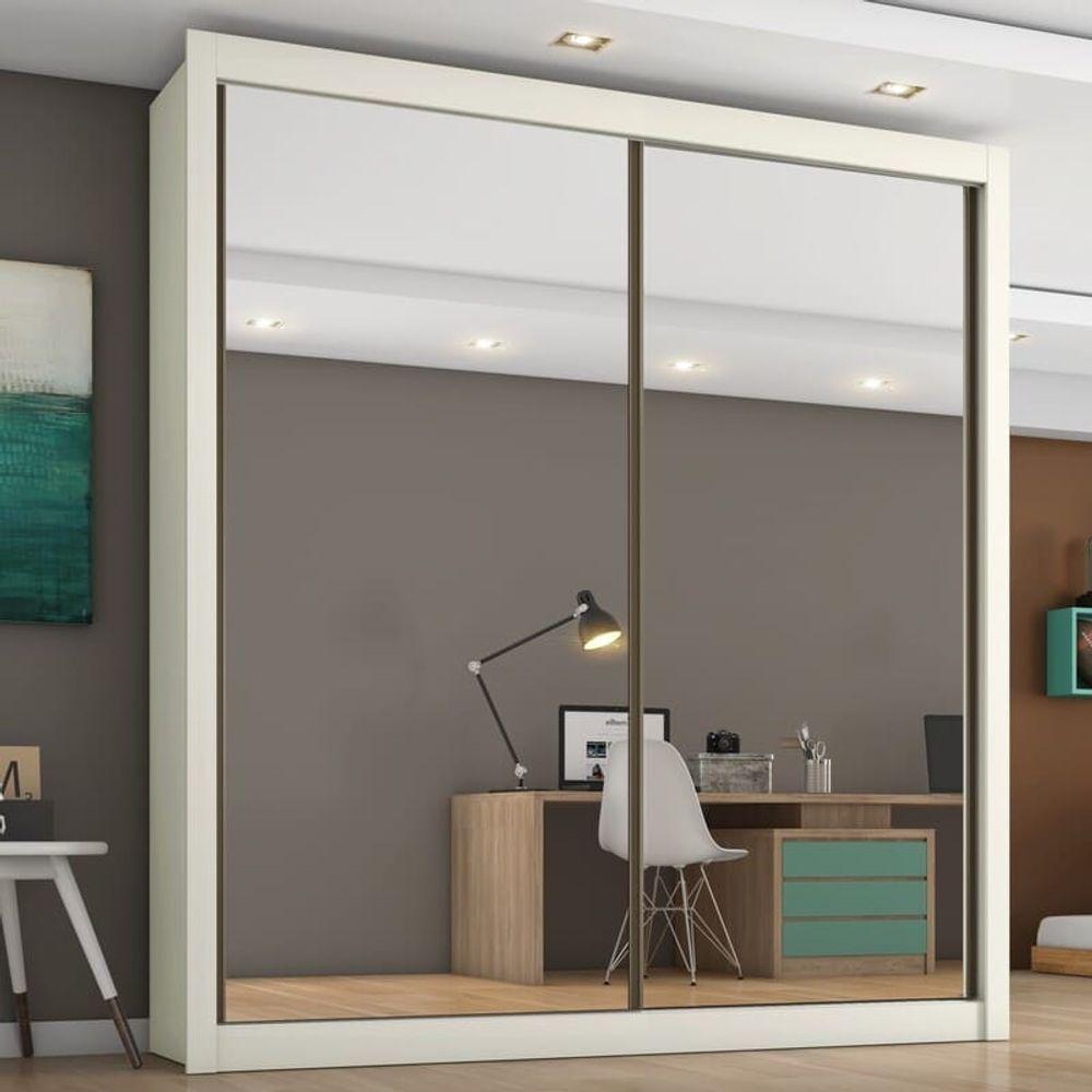 Miniatura Guarda Roupa Solteiro Espelhado 2 Portas 4 Gavetas - Zurique-off White - Móveis Europa