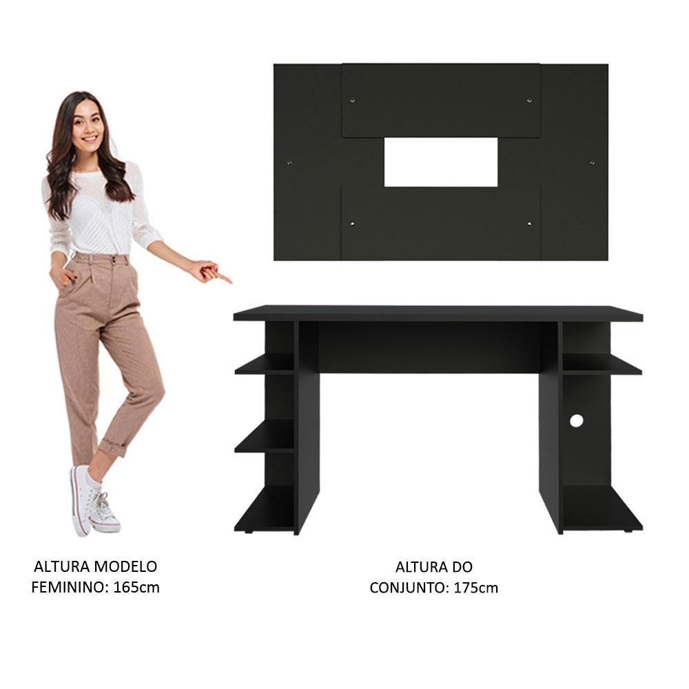 Mesa para Computador Gamer Madesa 9409 e Painel para TV até 58 Polegadas - Preto Preto