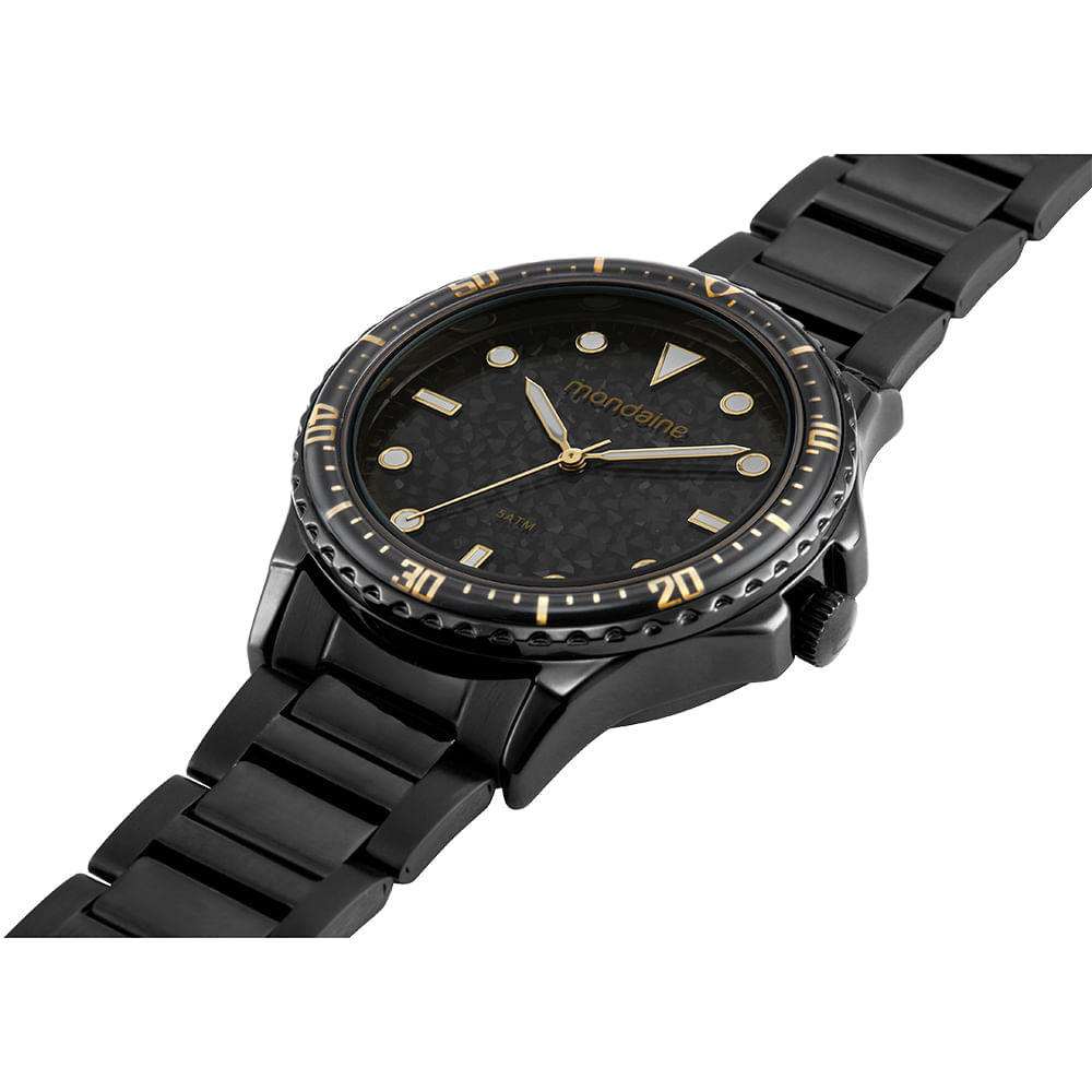 Miniatura Kit Relógio Feminino Preto Elegante Aço Pulseira