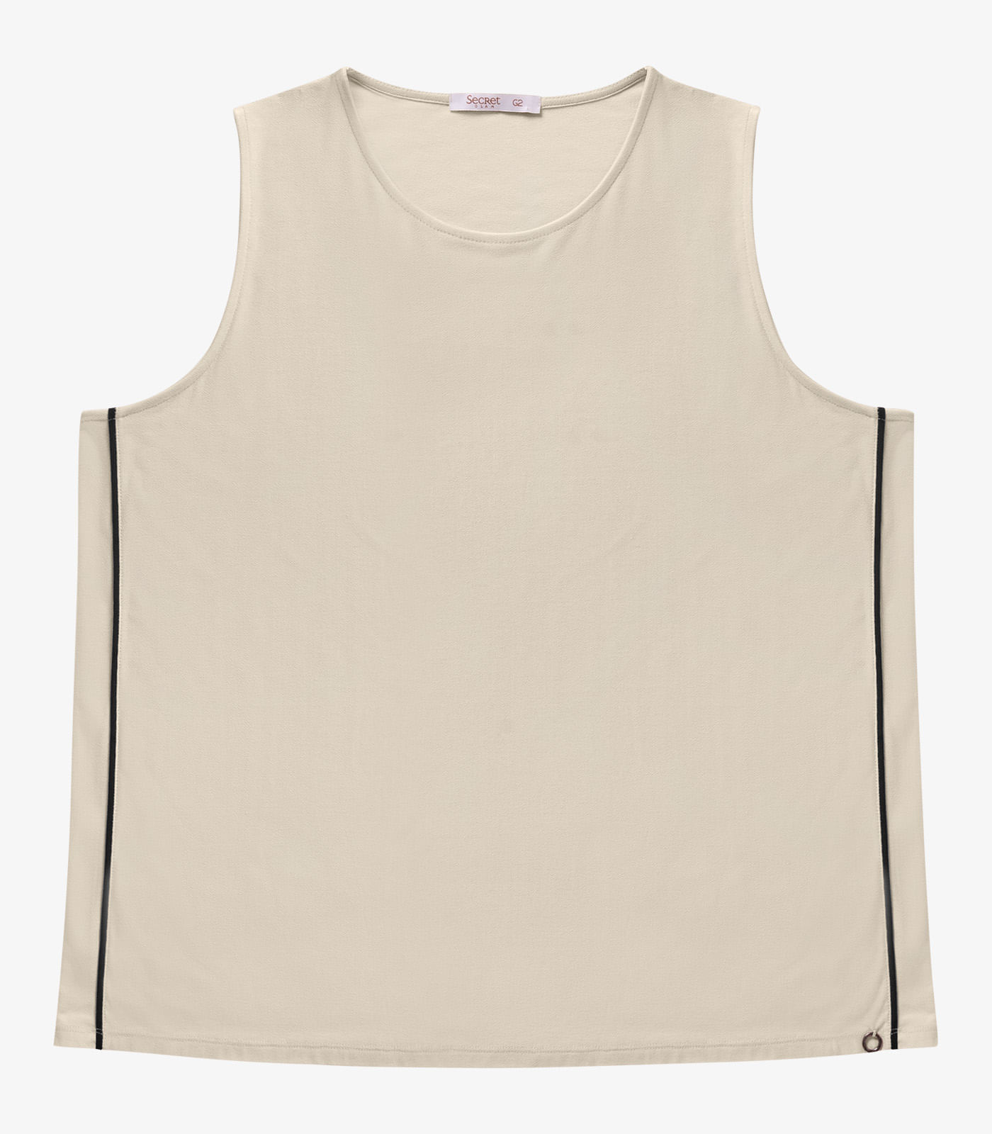 Miniatura Regata Viscose Lisa Plus Size Secret Glam Bege Plus G1